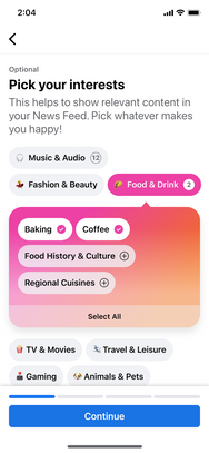 Meta – Additional Profiles Interests Picker Screenshot