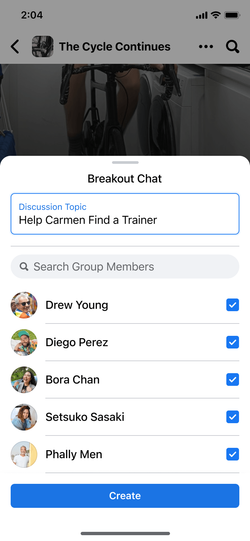 Creating a breakout chat with comment thread participants.