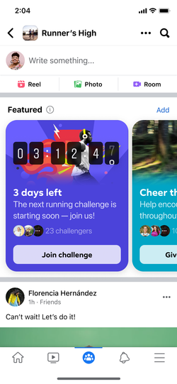 Challenge presented to group members with countdown.