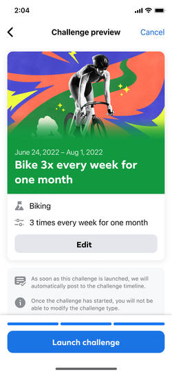 Admin previewing a challenge before launch.