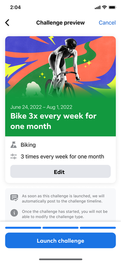 Admin previewing a challenge before launch.