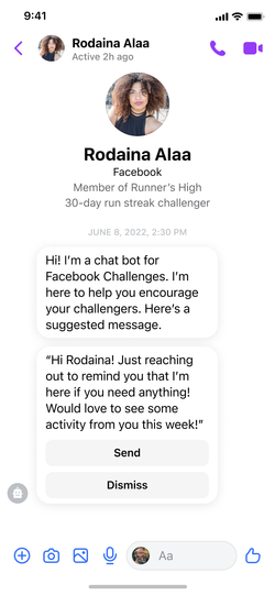 Chat bot assisting admins with participant nudging.