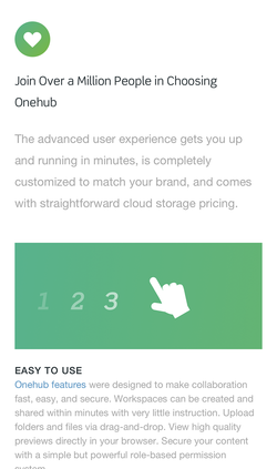 Onehub website competitive comparison on mobile.