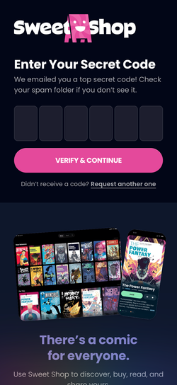 Sweet Shop waitlist code entry on mobile.