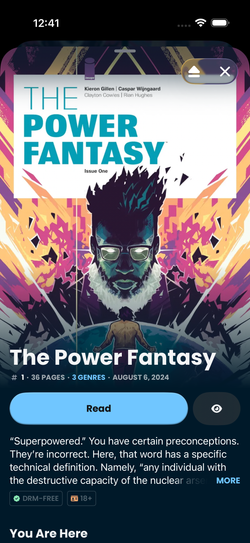 Sweet Shop comic detail on iPhone.