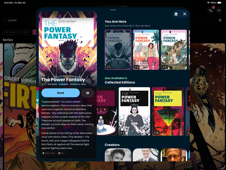 Sweet Shop comic detail on iPad.