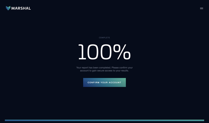 Marshal completed report prompting account creation.