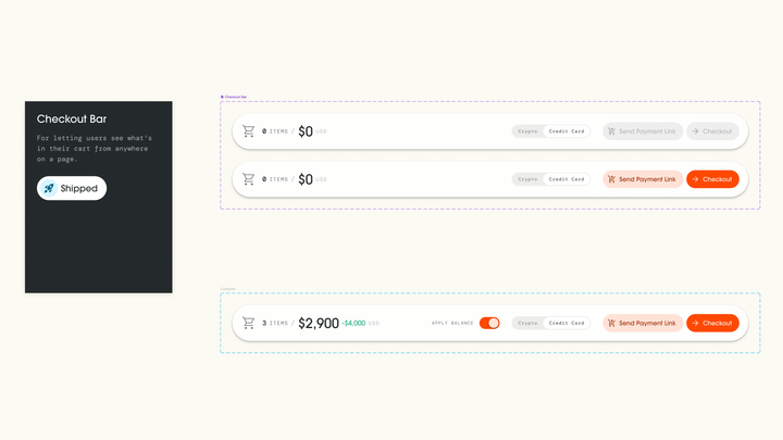Bitwire checkout bar component.