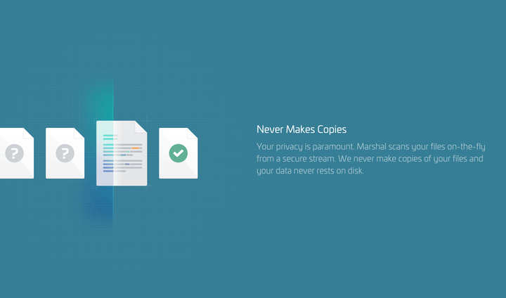 Marshal website ensuring that Marshal never makes copies of data.