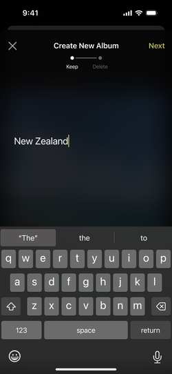 Proof create new album modal.