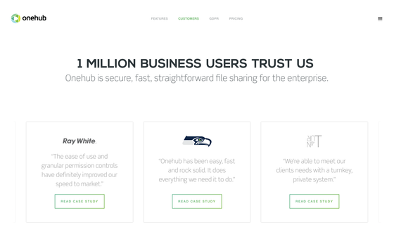 Onehub – customers screenshot