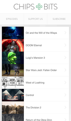 Chips & Bits episodes archive on mobile.