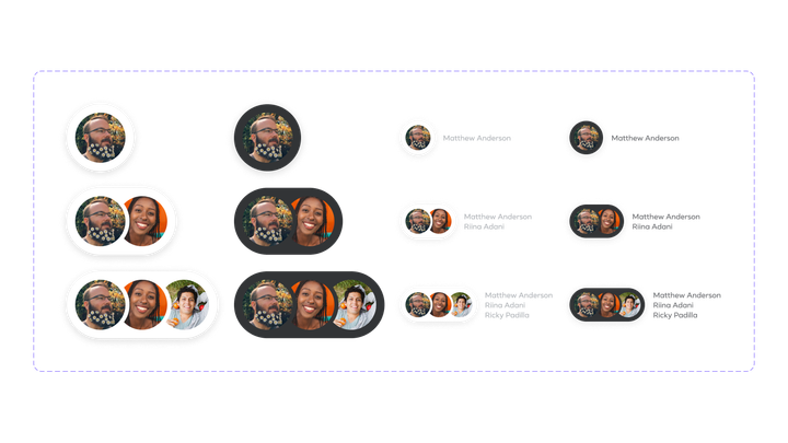 Facepiles indicating responsible designers on a Figma file.
