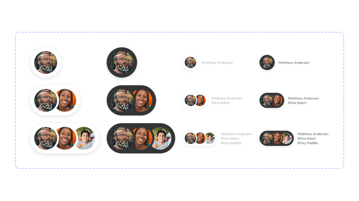 Facepiles indicating responsible designers on a Figma file.