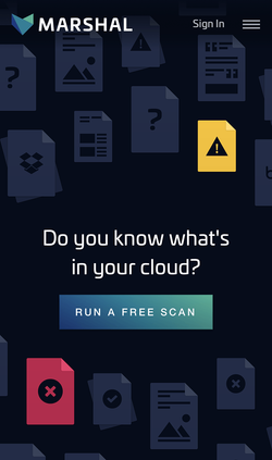 Marshal website hero on mobile.