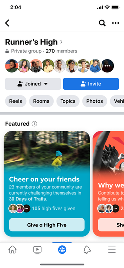 High Five entry point for cheering a challenge participant.