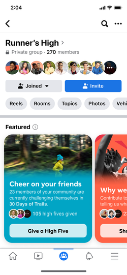 High Five entry point for cheering a challenge participant.