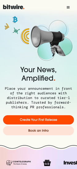 Bitwire website homepage on mobile.