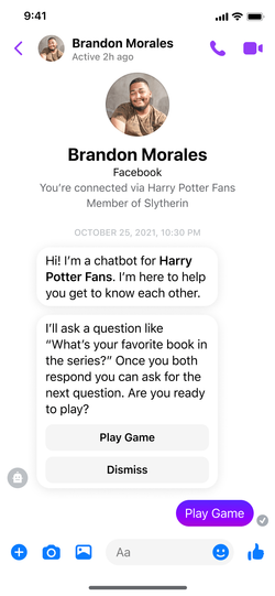 Ice breaker surfaced via chat bot after a mutual connection.