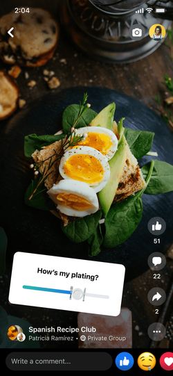 Community-specific stickers and reactions on a Group Reel.