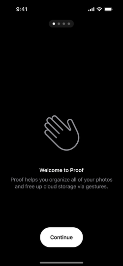 Proof welcome walkthrough describing gestures.