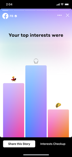 Generated interests story during story views.