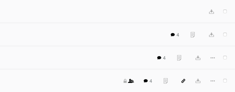 Onehub item actions at varying permission levels.
