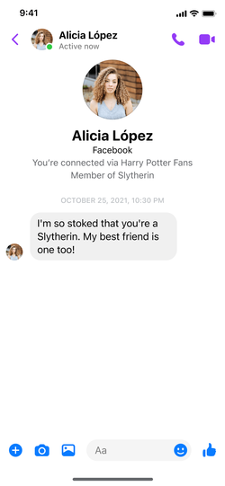 Messenger chat showing group membership context.