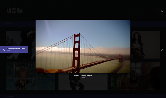 Screenshot of Carlos Lamas' video player navigation on desktop.