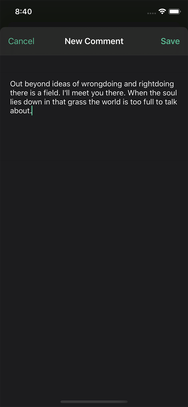 Onehub – new comment screenshot