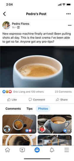 Tips and photos filters added to posts.