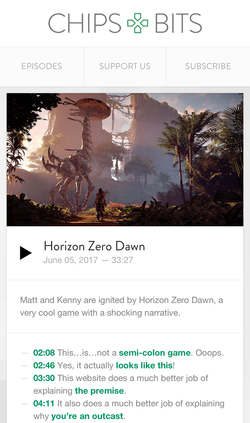 Chips & Bits podcast player on mobile.