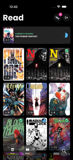 Sweet Shop read screen on iPhone.