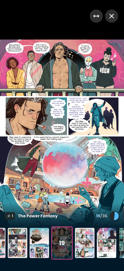 Sweet Shop reader in swipe mode on iPhone.