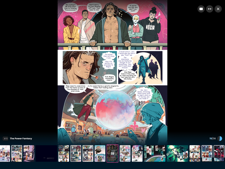 Sweet Shop reader in swipe mode on iPad.