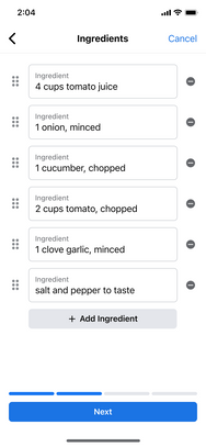 Meta – Recipe Ingredients Screenshot