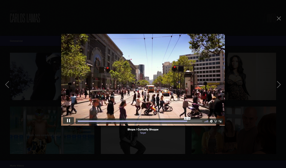 Screenshot of Carlos Lamas' video player being scrubbbed on desktop.