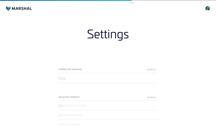 Marshal settings for connected services and threats.