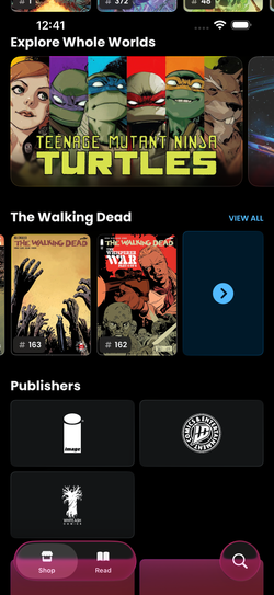 Sweet Shop shelves on iPhone.