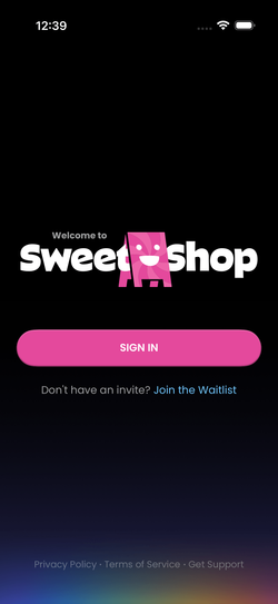 Sweet Shop sign in on iPhone.