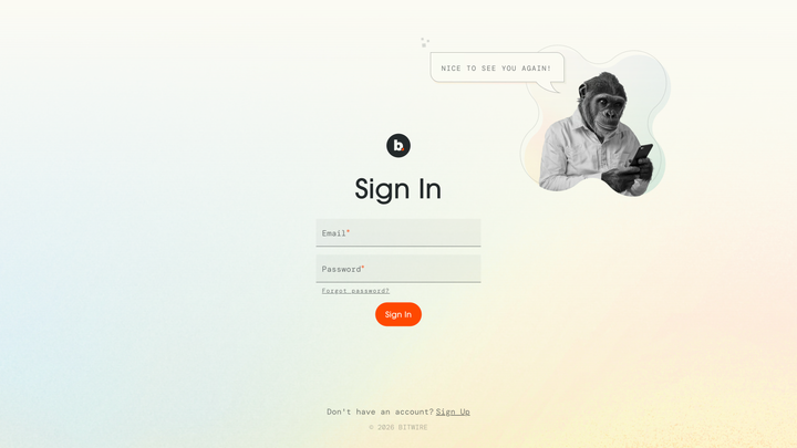 Bitwire – Sign up screenshot
