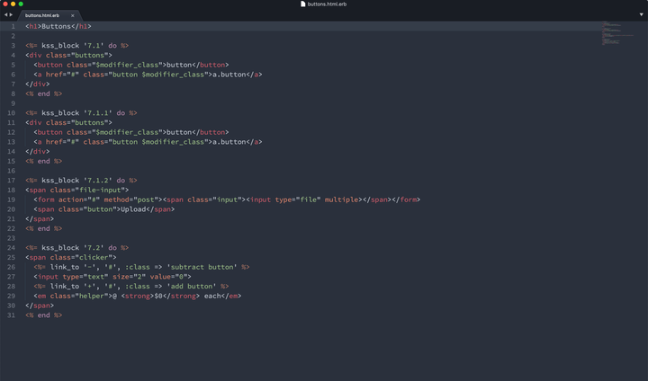Onehub styleguide generator block with example code.