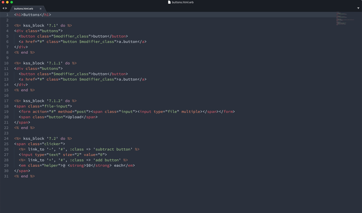 Onehub styleguide generator block with example code.