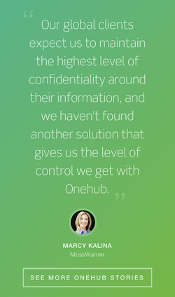 Onehub website testimonial on mobile.