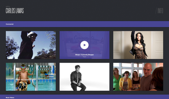 Screenshot of Carlos Lamas' reel on desktop.